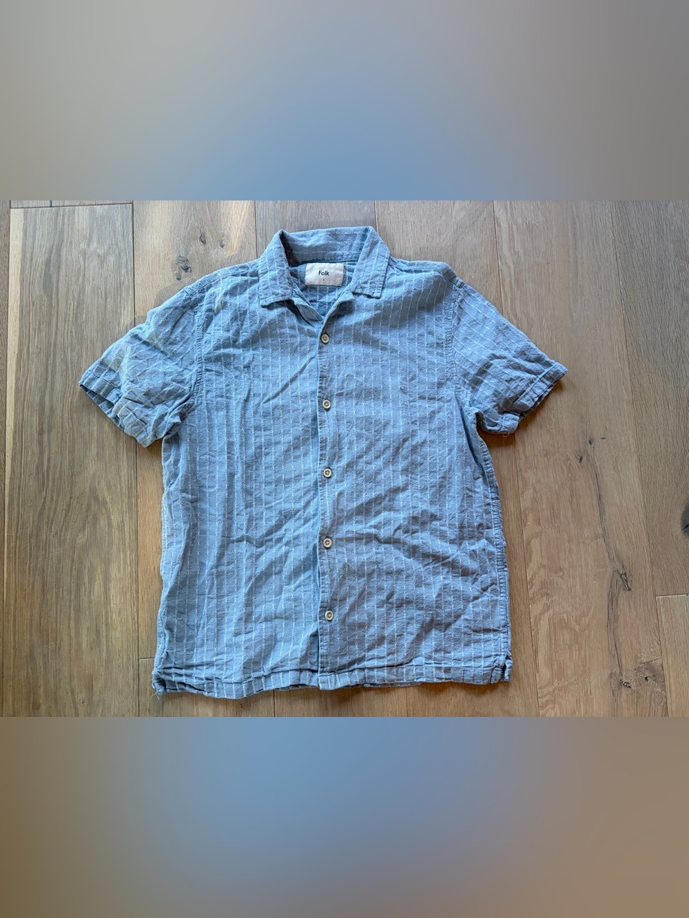 Folk linen cotton blend button up causal beach summer trendy lightweight top - s